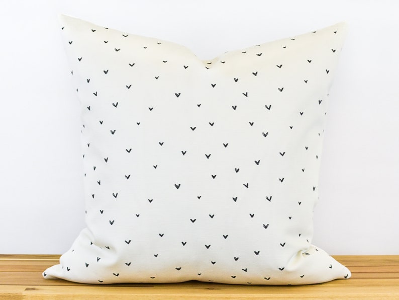 Cream With Black Hearts Pillow Cover Black and White Pillow Etsy