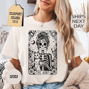 Chemise pour cartes de tarot Comfort Colors® La tante, T-shirt squelette pour femme, T-shirt tante, Chemise future tante, Chemise meilleure tante de tous les temps, Cadeau tante
