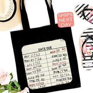 Library Card Due Date Tote Bag, Vintage Library Card Bag, Book Lover Gift, Bookish Tote, Book Tote Bag, Bookish Gift,  Librarian Gift