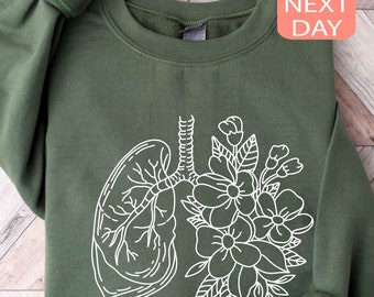 Floral Lungs Sweatshirt, Anatomical Therapist Hoodie, Respiratory Gift