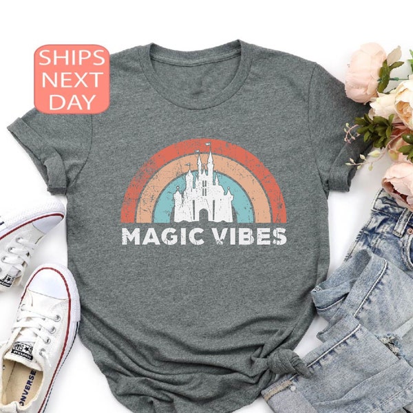 Magic Vibes Shirt, Cute Vacation Shirt, Magic Vibes Sweatshirt,  Unisex Tees, Matching Vacation Shirt, Castle Shirt, Family Trip Rainbow Tee