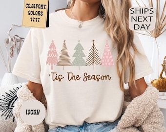 Comfort Colors®  Tis the Season T-shirt, Christmas Tree Tee, Holiday Cozy Shirt, Xmas Festive T-shirt