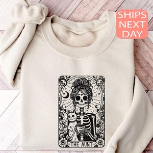 Moletom com estampa de esqueleto de carta de tarô para tia, presente perfeito para ela.