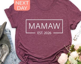Personalized Mamaw Est. Year T-Shirt - Custom Grandma Shirt, Mothers Day Gift