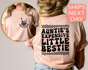 Auntie's Expensive Little Bestie Shirt, Gift from New Aunt, Youth Toddler Adult Shirt, Gift For Nephew, Auntie Bestie Youth Tee