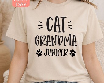 Camiseta "Abuela Gata", Regalo Personalizado para Amantes de los Gatos, Camiseta para Dueños de Mascotas
