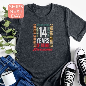 Shirt 14 Years of Being Awesome, T-shirt voor 14e verjaardag