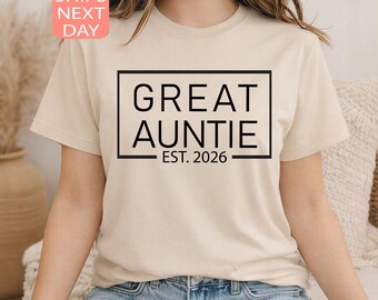 Camiseta "Tía Est 2026", Camiseta para anunciar el nacimiento del bebé, Regalo para la tía