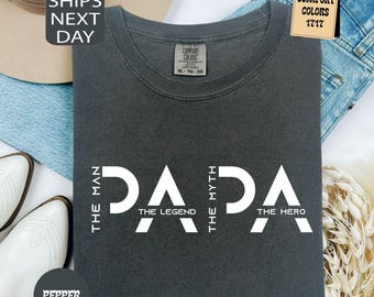 Camiseta personalizada Comfort Colors® para o Dia dos Pais, com nomes dos filhos, presente personalizado para o papai.