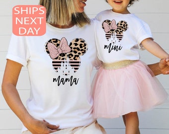 Leopard Mama And Mini Shirt, Disney  Mama And Me T Shirt, Mothers Day Shirt, Mothers Day Gift, Minnie Mama And Daughter Tee, Gift For Mama