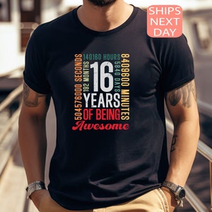 16th Birthday Countdown 16 Years Old Being Awesome T-Shirt 16th Birthday Countdown 16 Years Old Being Awesome T-Shirt