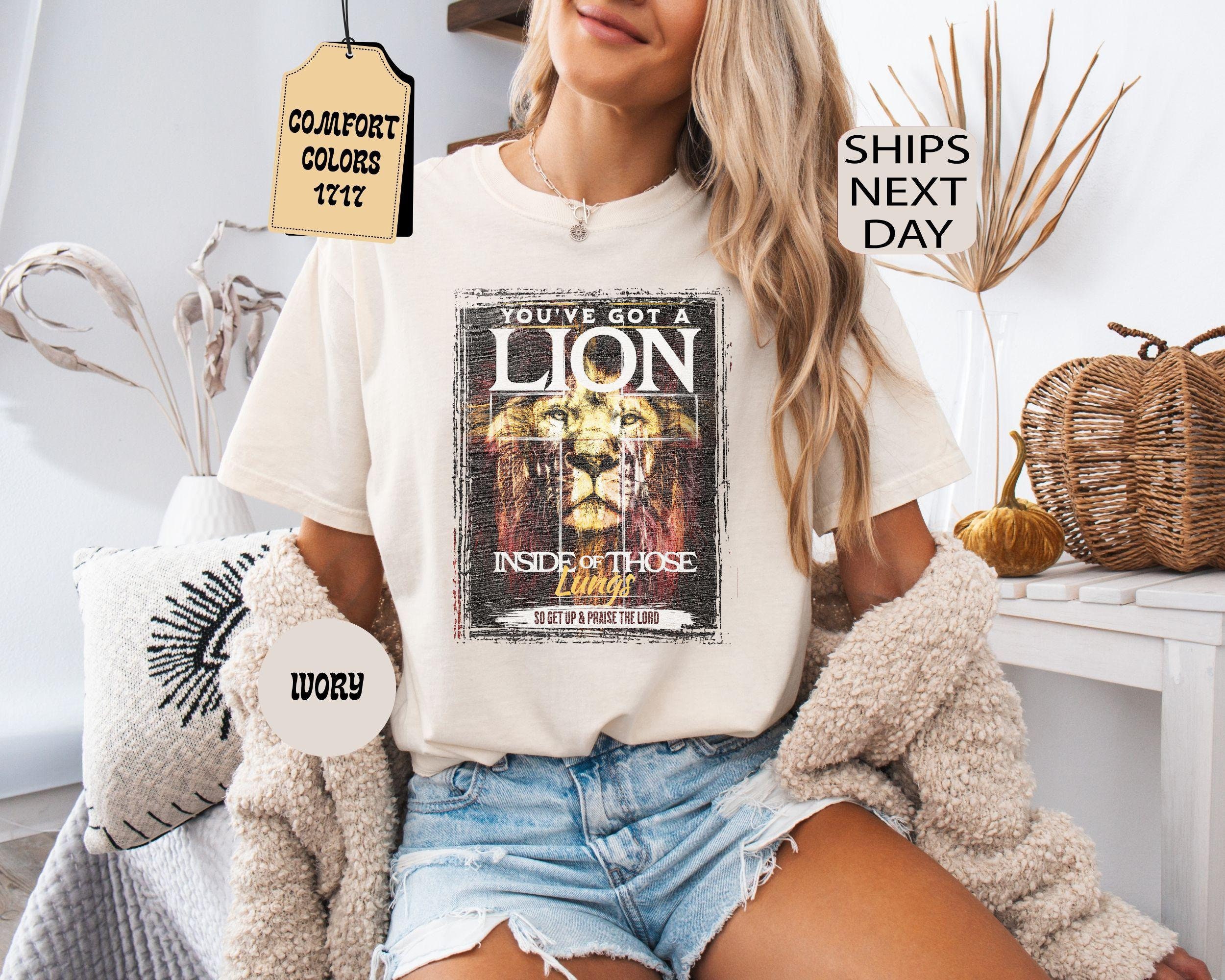 Christian Comfort Colors® Shirt - You've Got A Lion Inside Of Those Lungs White Shirt - Women Christian Religious Tee - Christian Gift