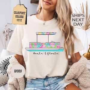 Comfort Colors® Boatin And Floatin Shirt, Lake Tee, Summer Boating Shirt, River Vacation Shirt, Lake Lover Gift, Boat Shirt, Summertime Tee