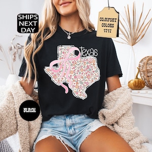 Comfort Colors Floral Texas State Shirt, Coquette Western Tee image 6