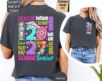 Koszulka Comfort Colors Retro Graduation 2027, spersonalizowana koszulka z rocznika 2027, spersonalizowany prezent dla absolwenta