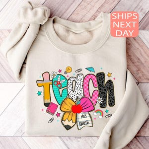 Aangepaste leraarssweater, leraarssweater, shirts lerarenteam, gepersonaliseerd lerarencadeau, aangepaste naam leraar hoodiecadeaus