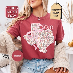 Comfort Colors Floral Texas State Shirt, Coquette Western Tee image 4