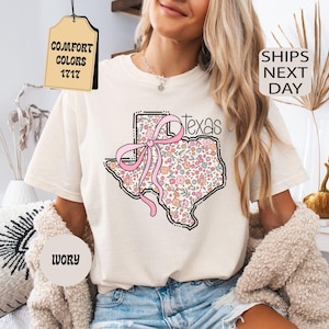 Comfort Colors Floral Texas State Shirt, Coquette Western Tee image 8