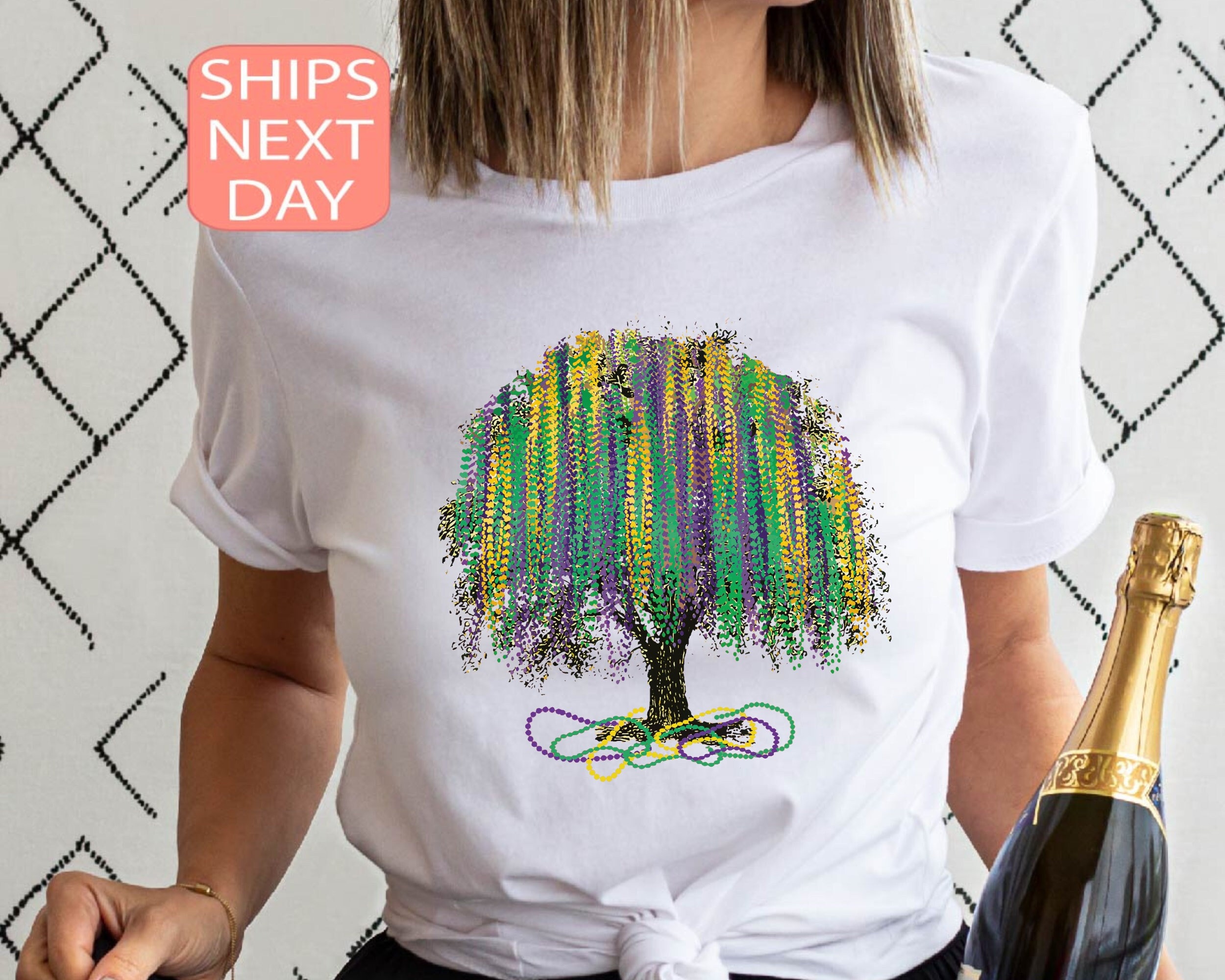 Mardi Gras Tree Shirt, Watercolor Mardi Gras Bead Tree, Mardi Gras Shirt, Mardi Gras Fat Tuesday Gift, NOLA Beads Parade Shirt