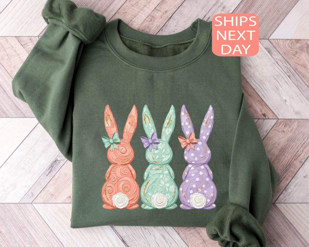 Holiday Rabbit Sweaters Easter Bunnies Sweatshirt, Easter Day Sweater, Rabbit Hoodie, Spring ...