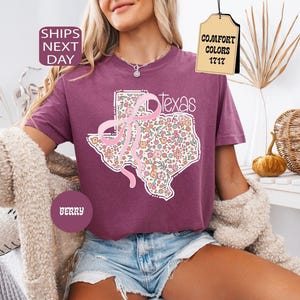 Comfort Colors Floral Texas State Shirt, Coquette Western Tee image 7