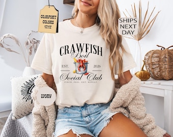 Crawfish Boil Social Club Comfort Farben, Langusten Saison Damen T-Shirt, Süßes Damen Tshirt, Langusten T-Shirt, Louisiana Shirt, Langusten Geschenk