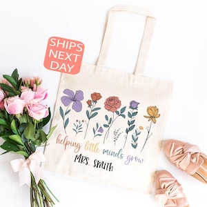Teacher Appreciation Gift Tote Bag Canvas Custom Teacher Gift Personalized School Bag Gifted Teacher Tote Reusable Bag School Campus Bag
