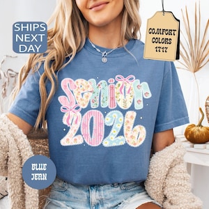 Senior 2026 Comfort Colors Coquette Bow Shirt, Floral Senior Retro Shirt, 2026 Seniors Shirt, High School Senior 2026 Tee, Class of 2026 Tee