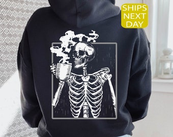 Hot Coffee Skeleton Hoodie, Funny Skeleton Sweater, Skull Sweatshirt