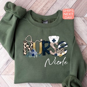 Custom Nurse Sweatshirt, Personalized Nurse Sweater, Nurse Crewneck, Nursing School Shirt, Nurse Life Sweatshirt, Registered Nurse Hoodie