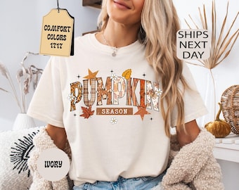 Comfort Colors® Pumpkin Season T-Shirt, Autumn Fall Shirt, Thanksgiving Shirt, Fall Pumpkin Shirt, Fall Vibes Shirt, Pumpkin Spice Shirt