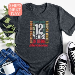 Camiseta "12 Anos de Sucesso", Presente de Aniversário de 12 Anos