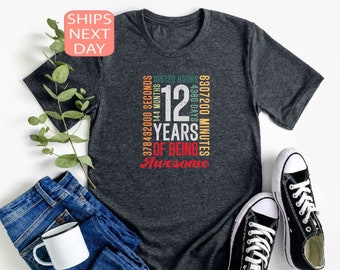 12 Years of Being Awesome Shirt, 12th Birthday Gift