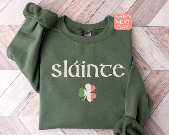 Slainte St Patricks Day Sweatshirt, Irish Shamrock Sweatshirt, Clover Hoodie