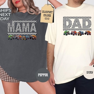 Comfort Colors® Monster Truck Mama Mini Shirt Pit Crew Shirt Monster Truck Tee Boy Birthday Party Tee Baby Shower Gift Monster Truck Dad Tee