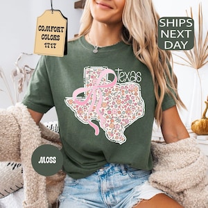 Comfort Colors Floral Texas State Shirt, Coquette Western Tee image 3