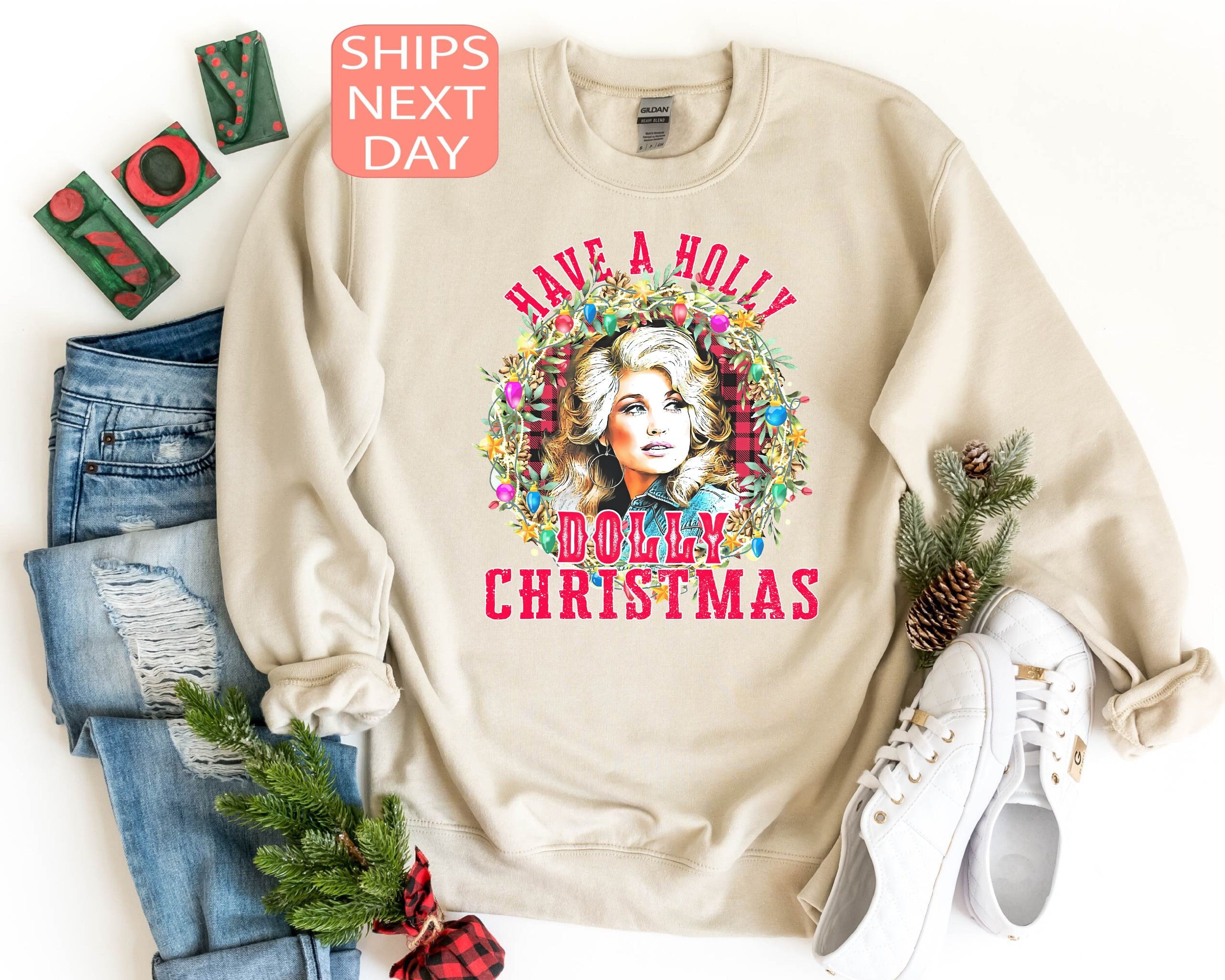 Discover Have A Holly Dolly Christmas Sweatshirt, Holly Dolly Christmas Sweatshirt