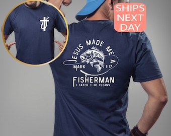 Christelijk shirt Fisher of Men, T-shirt met bijbeltekst, Vaderdagcadeau, T-shirt religieus mannen