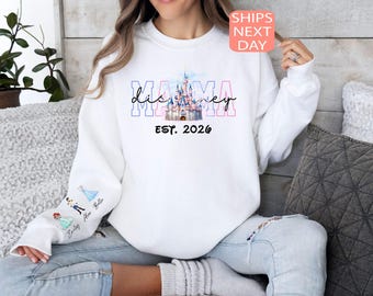 Disney Princess Mama Sweatshirt, Custom Kids Names Sweater, Princesses And Princes, Mother's Day Hoodie