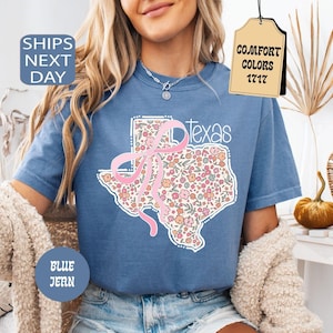 Comfort Colors Floral Texas State Shirt, Coquette Western Tee image 5