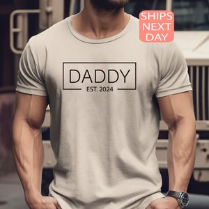Daddy EST 2024 Shirt, Custom Daddy Tee, Announcement Tee, Daddy Shirt, Dad Gift, Christmas Gift, Christmas Family Gift, Personalized Tee