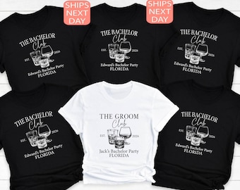 Bachelor Party Shirts, Groomsmen Shirt Gift Personalized, The Bachelor Club Shirt, Custom Location Bachelor Party Tee, Groomsmen Gifts