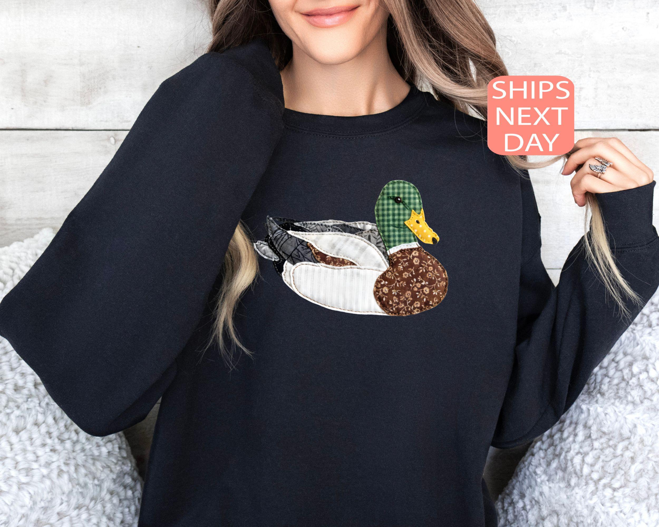 Faux Patchwork Mallard Duck Sweatshirt, Duck Hunting Sweater 