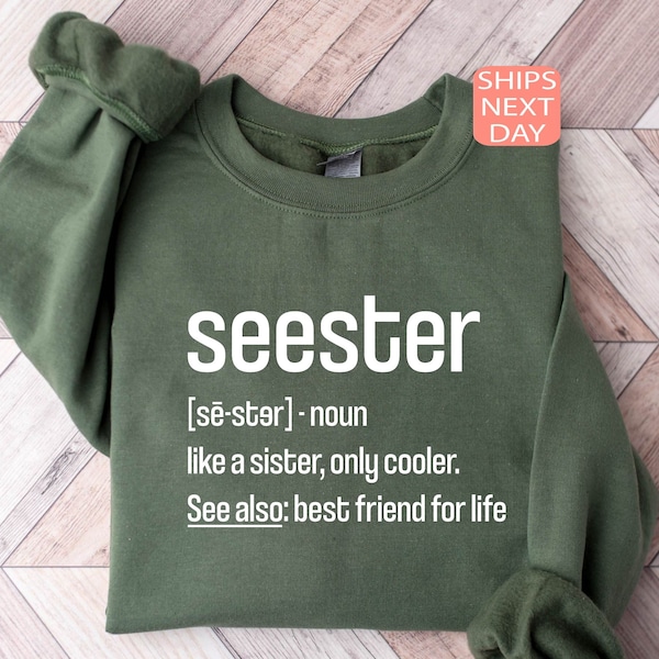 Sweat-shirt Seester Noun, Chemise de définition Seester, Cadeau pour sœur, Meilleur cadeau de sœur, Sweat-shirt drôle, Cadeau de sœur, Sweat-shirt frère ou sœur