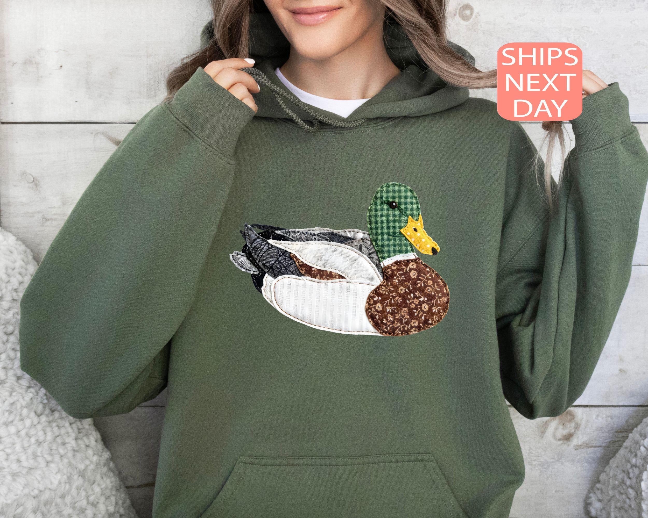 Faux Patchwork Mallard Duck Sweatshirt, Duck Hunting Sweater 