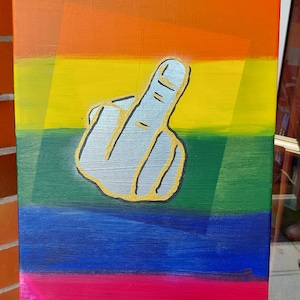 Rainbowfinger - acrylic painting on canvas 30 x 50 cm