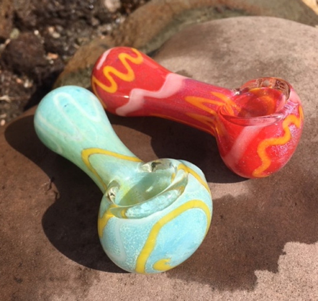 Glass Pipes, Custommade Handblown Glass Pipe, Pink Wisteria or Blue