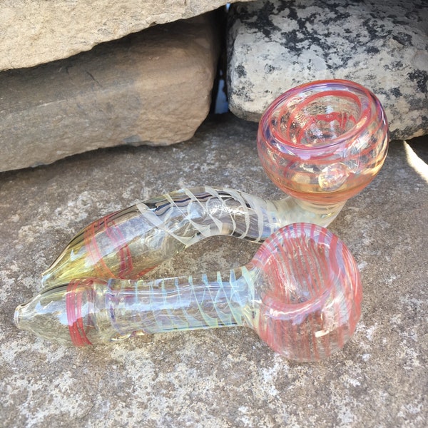 Glass Pipes, custom-made hand-blown glass pipe, Color changing glass pipe, custom hand-made Combo Mom and Pop glass pipes