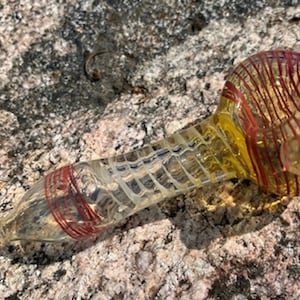 Glass Pipes, custom-made hand-blown glass pipe, Color changing fume glass pipe, custom hand-made Fume Design glass pipe.