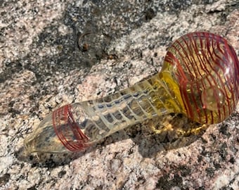 Glass Pipes, custom-made hand-blown glass pipe, Color changing fume glass pipe, custom hand-made Fume Design glass pipe.